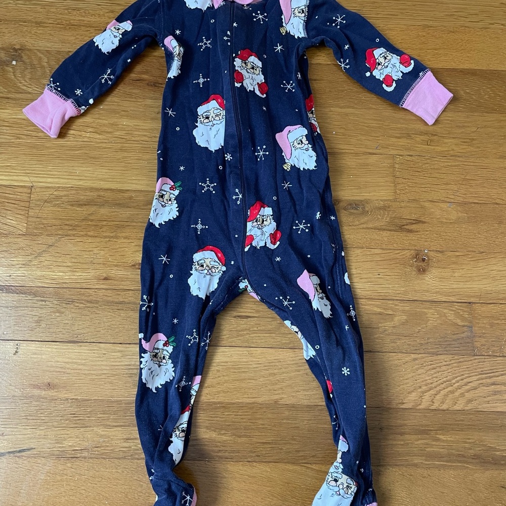The Beaufort Bonnet Company Navy and Pink Santa Footie